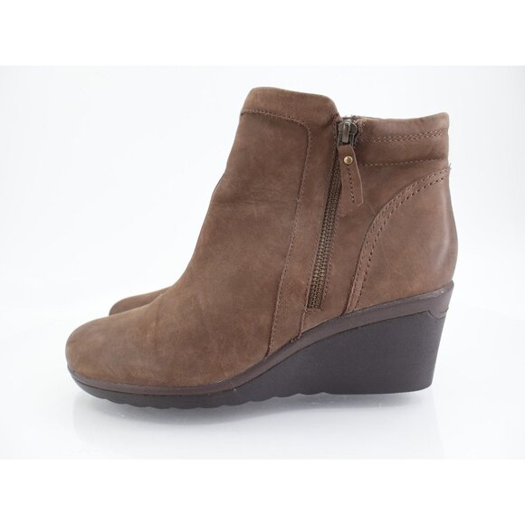 Earth Cardinal Ankle Boot Women's Size 10 Stone Brown Leather Wedge Bootie - Picture 5 of 13
